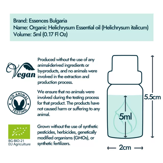 Helichrysum bottle size and volume graphic 5ml