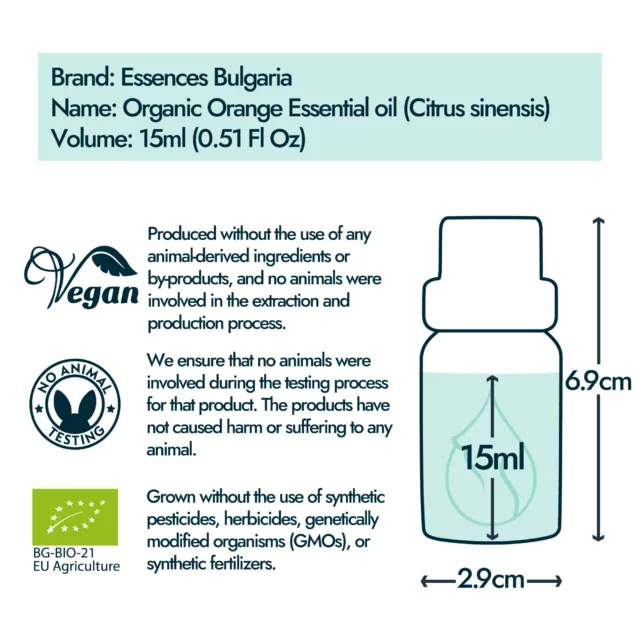 Orange 15ml bottle size and volume graphic