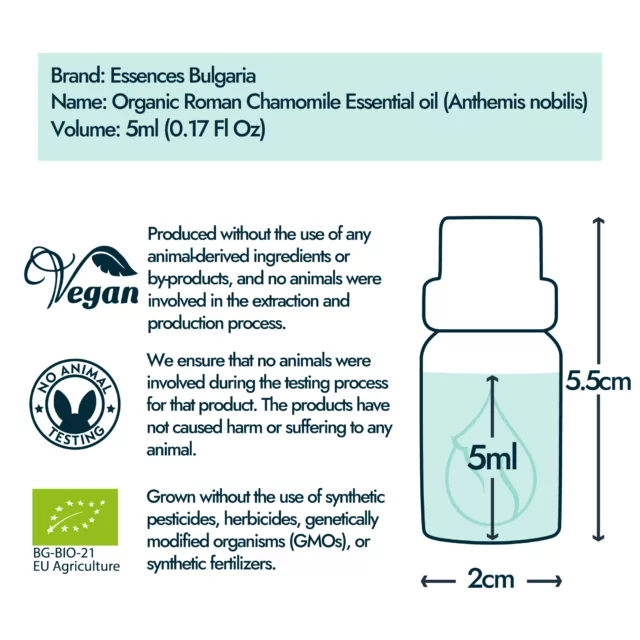 Roman chamomile bottle size and volume graphic 5ml