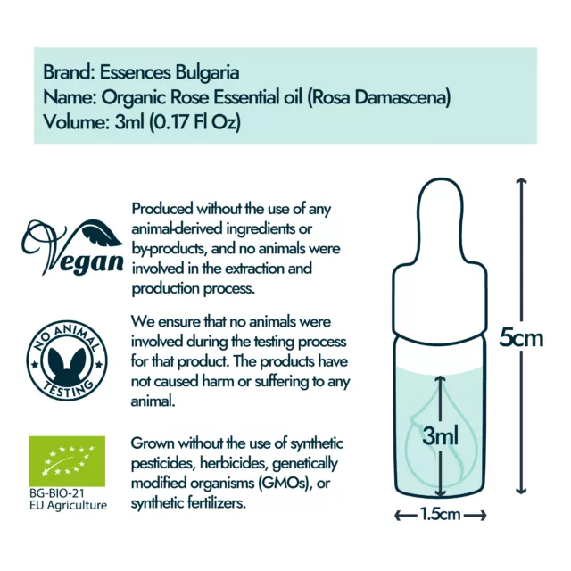 Rose bottle size and volume graphic 3ml