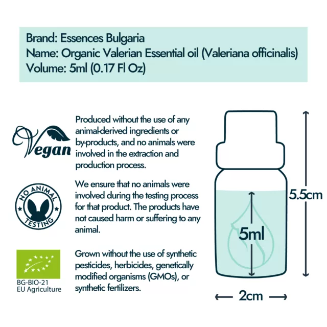 Valerian bottle size and volume graphic 5ml