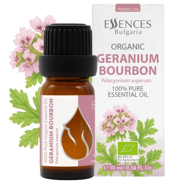 Organic bourbon geranium essential oil (10ml) front