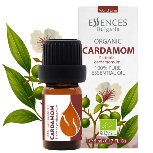 Organic cardamom essential oil (5ml) front