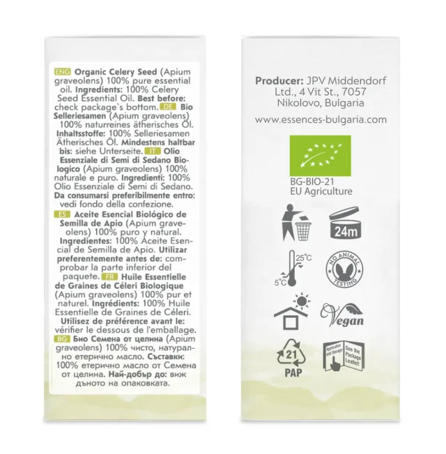 Organic celery seed essential oil (15ml) sides