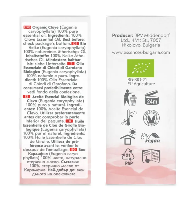 Organic clove essential oil (10ml) sides