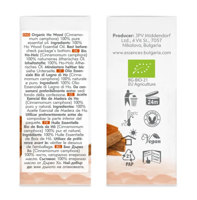 Organic ho wood essential oil (15ml) sides