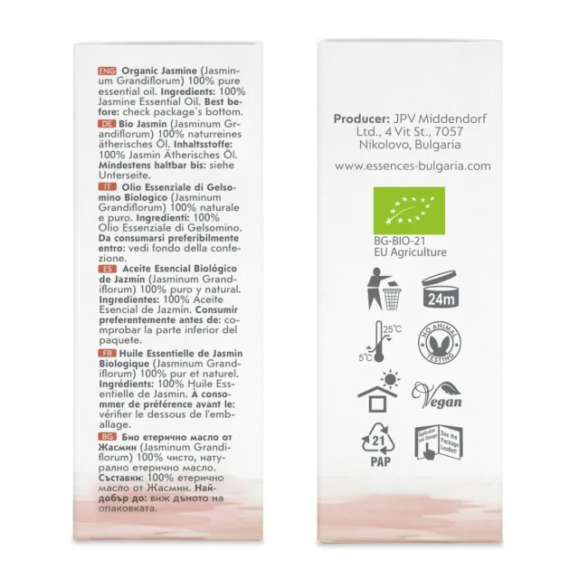 Organic jasmine essential oil (3ml) sides