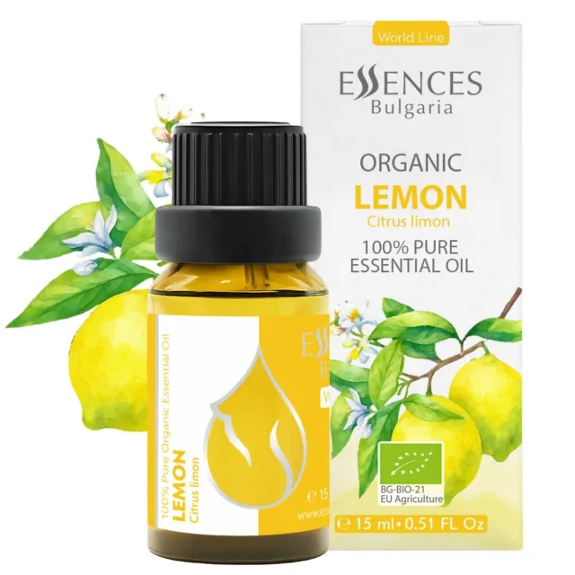 Organic lemon essential oil (15ml) front