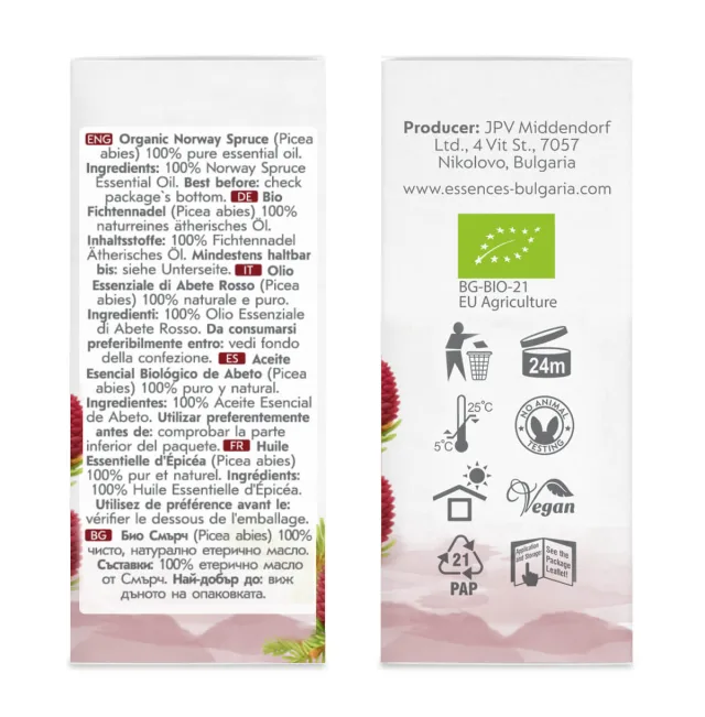 Organic norway spruce essential oil (15ml) sides