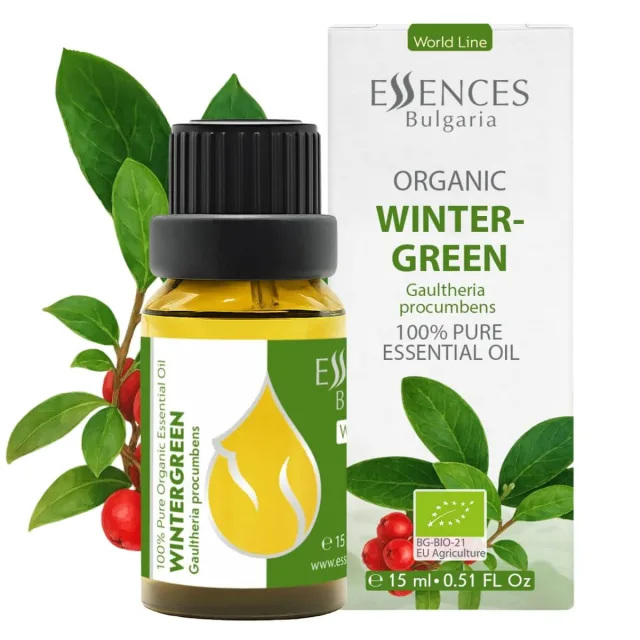 Organic wintergreen essential oil (15ml) front